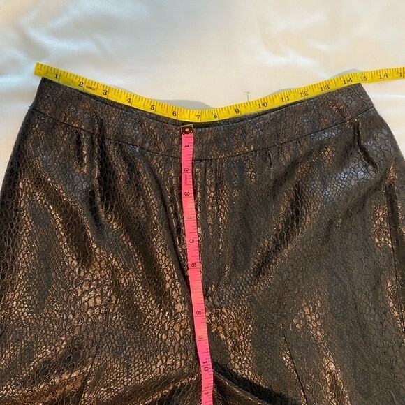 Linda Allard Ellen Tracy Croc Look Straight Leg Metallic Pants Pockets 10P - Picture 9 of 10
